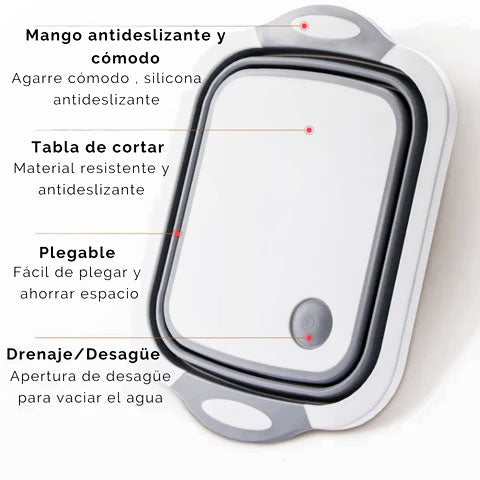 Tabla Plegable 3 En 1 Picar, Lavar y Escurrir